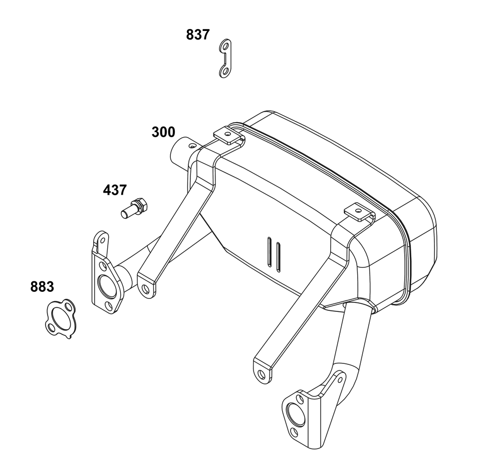 Exhaust Group Diagram and Parts List for 356447-0701-B5 200000 - 399999 Briggs and Stratton Engine